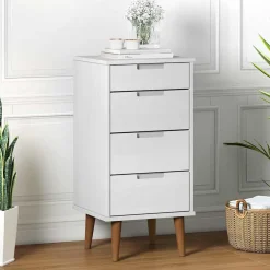 vidaXL Ladekast MOLDE 40x35x82 cm massief grenenhout wit
