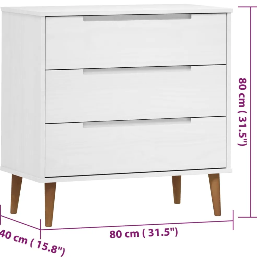 vidaXL Ladekast MOLDE 80x40x80 cm massief grenenhout wit