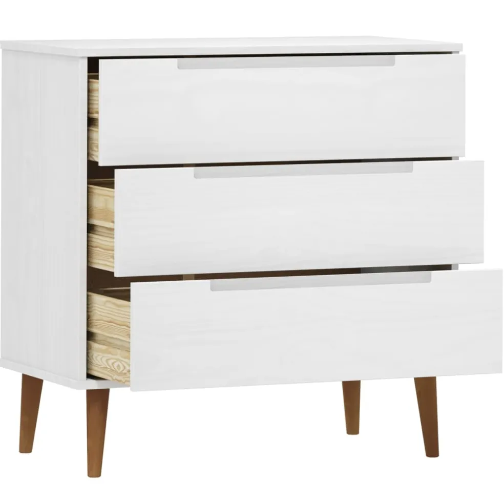 vidaXL Ladekast MOLDE 80x40x80 cm massief grenenhout wit