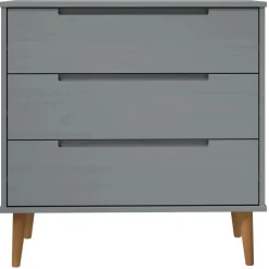 vidaXL Ladekast MOLDE 80x40x80 cm massief grenenhout grijs