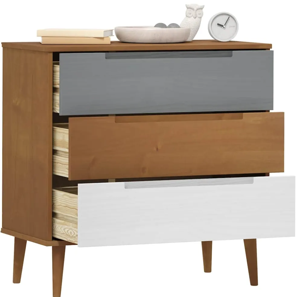 vidaXL Ladekast MOLDE 80x40x80 cm massief grenenhout bruin