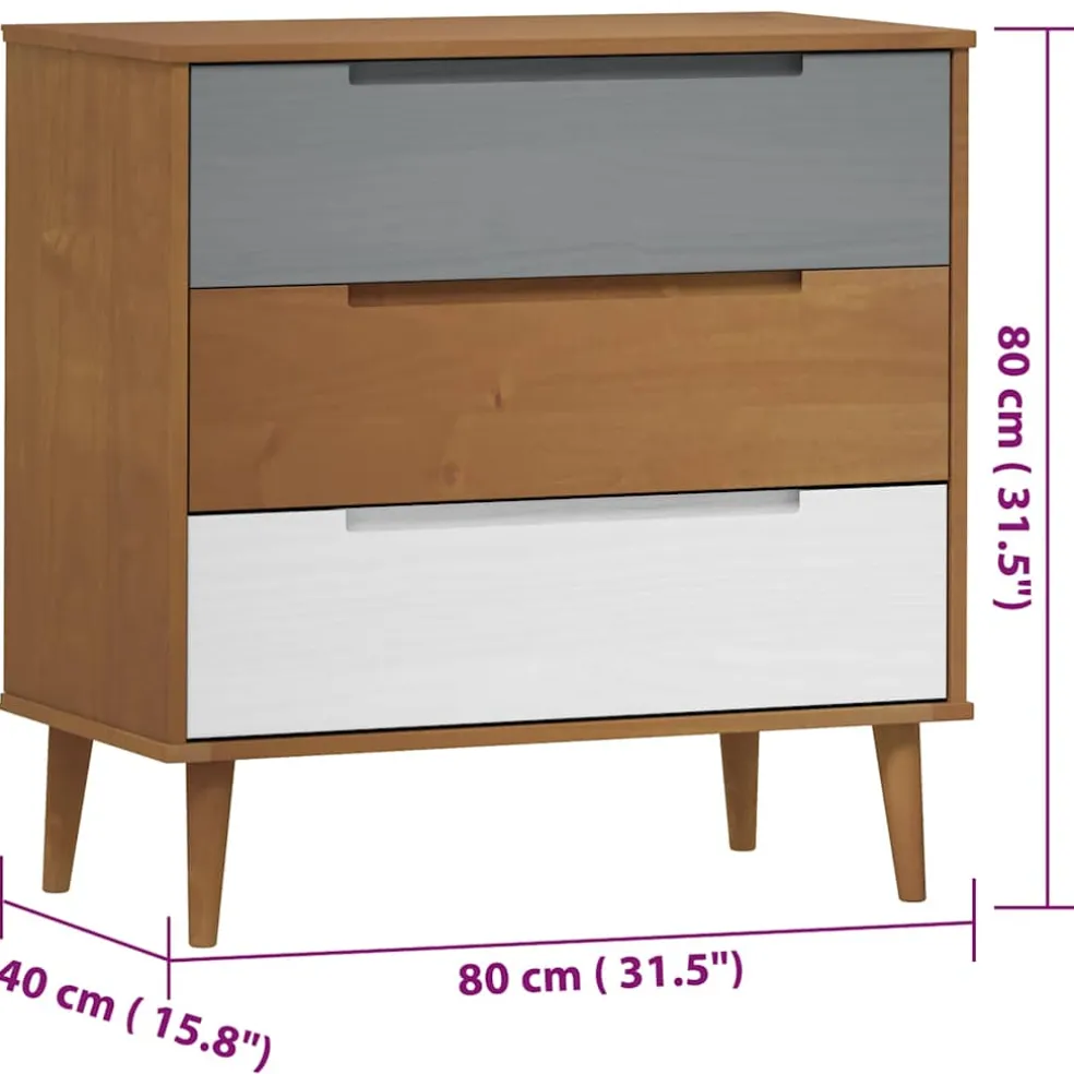 vidaXL Ladekast MOLDE 80x40x80 cm massief grenenhout bruin
