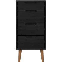 vidaXL Ladekast MOLDE Zwart 40 x 35 x 82 cm Massief grenenhout