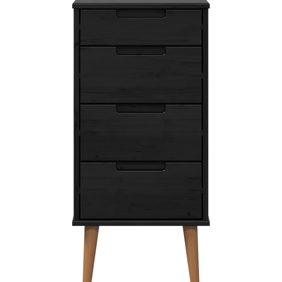 vidaXL Ladekast MOLDE Zwart 40 x 35 x 82 cm Massief grenenhout