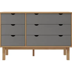 vidaXL Ladekast OTTA 111x43x73,5 cm grenenhout bruin en grijs