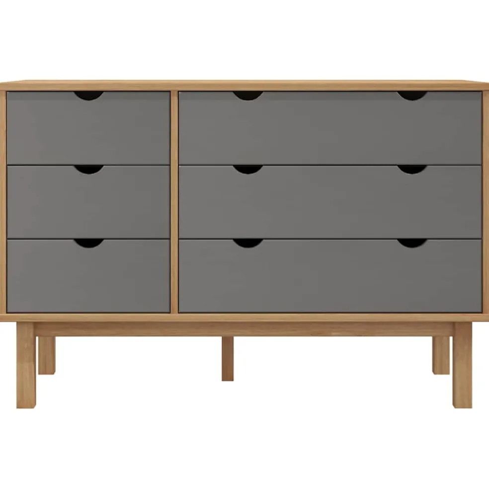 vidaXL Ladekast OTTA 111x43x73,5 cm grenenhout bruin en grijs