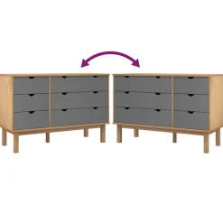 vidaXL Ladekast OTTA 111x43x73,5 cm grenenhout bruin en grijs