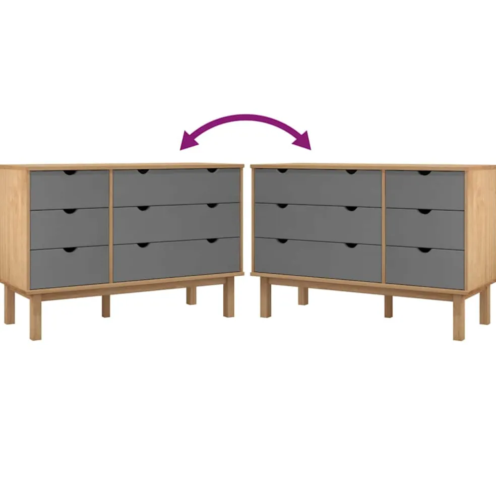 vidaXL Ladekast OTTA 111x43x73,5 cm grenenhout bruin en grijs