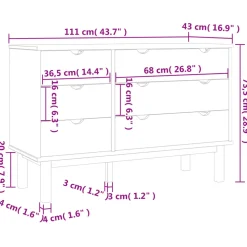 vidaXL Ladekast OTTA 111x43x73,5 cm grenenhout bruin en grijs
