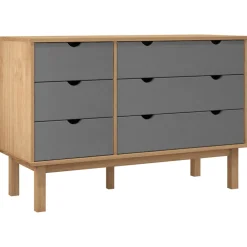 vidaXL Ladekast OTTA 111x43x73,5 cm grenenhout bruin en grijs