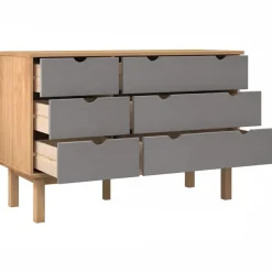 vidaXL Ladekast OTTA 111x43x73,5 cm grenenhout bruin en grijs