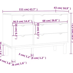 vidaXL Ladekast OTTA 111x43x73,5 cm massief grenenhout