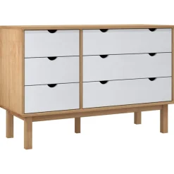 vidaXL Ladekast OTTA 111x43x73,5 cm massief grenenhout bruin en wit