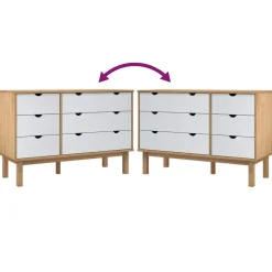 vidaXL Ladekast OTTA 111x43x73,5 cm massief grenenhout bruin en wit