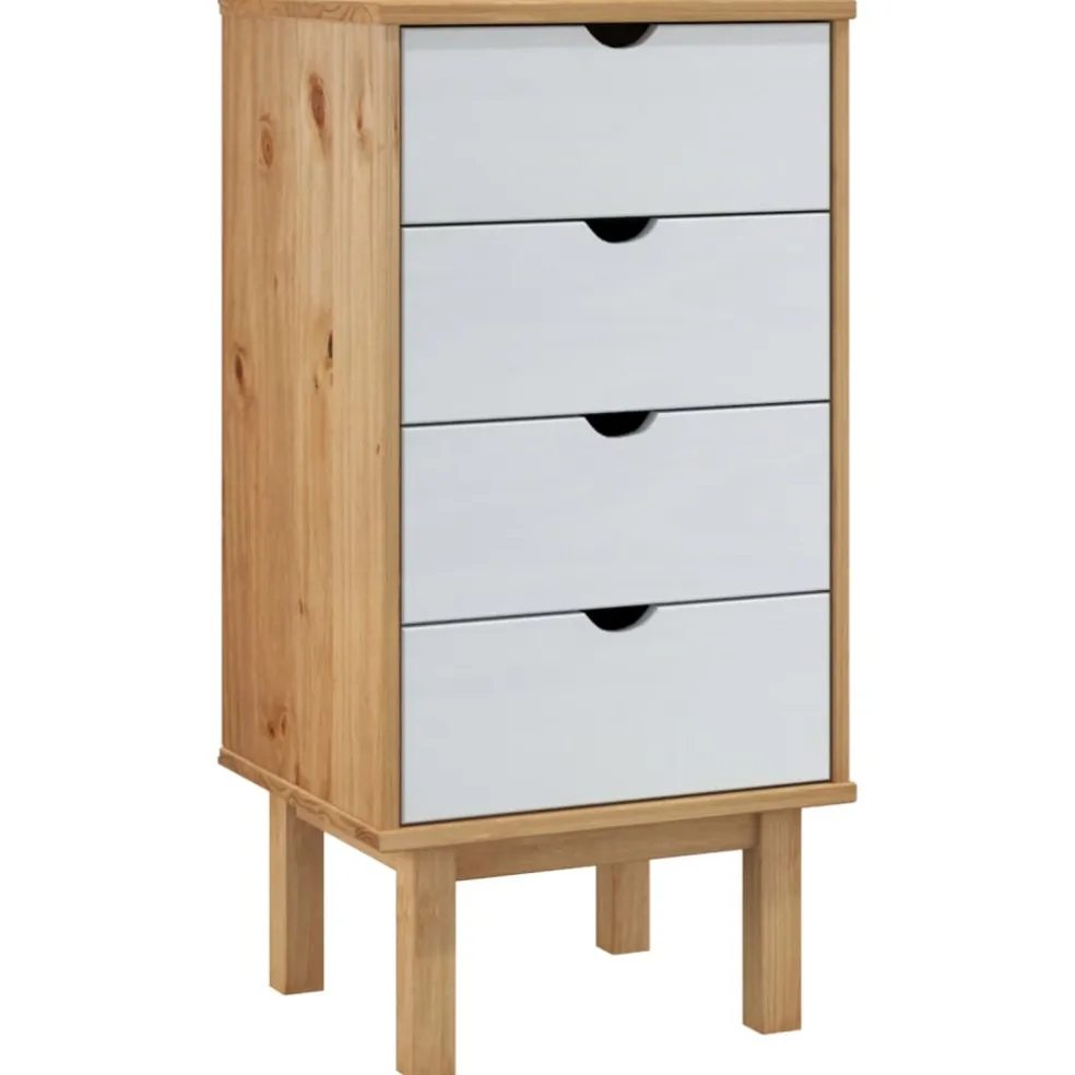vidaXL Ladekast OTTA 45x39x90 cm massief grenenhout bruin en grijs