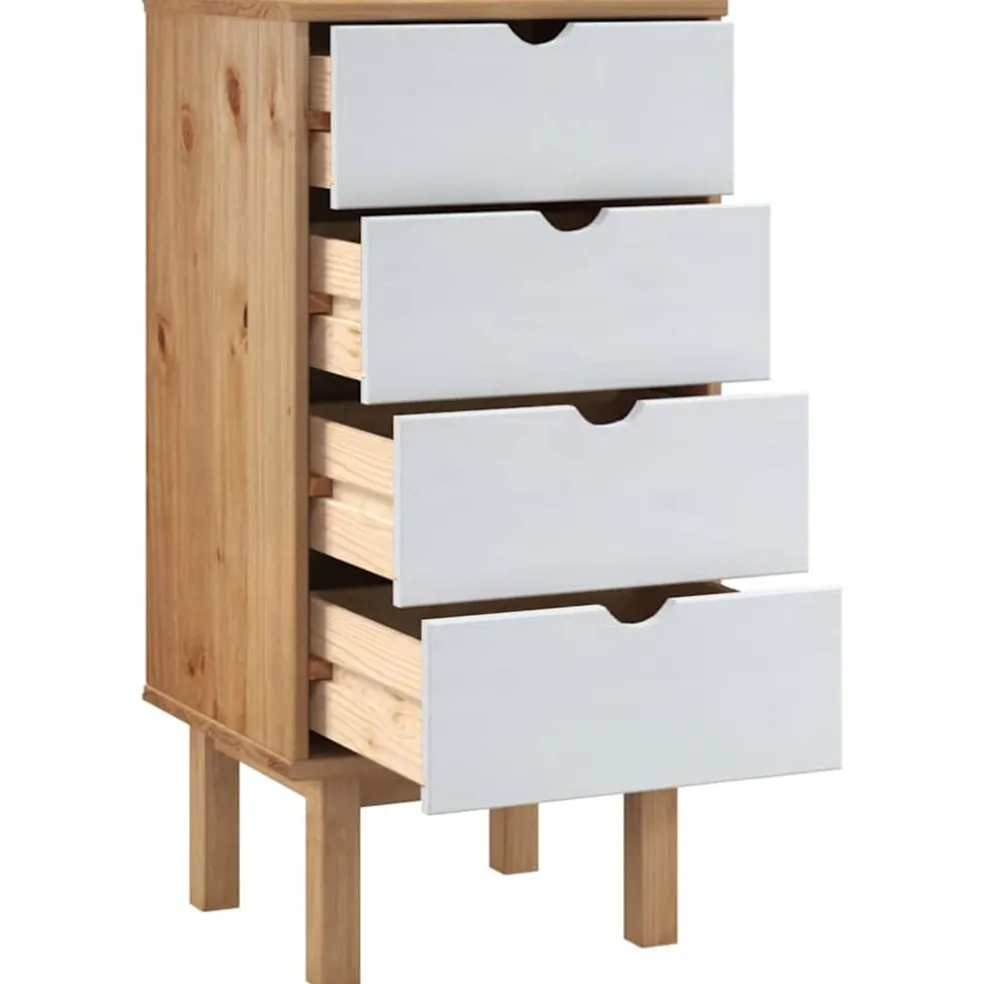 vidaXL Ladekast OTTA 45x39x90 cm massief grenenhout bruin en grijs
