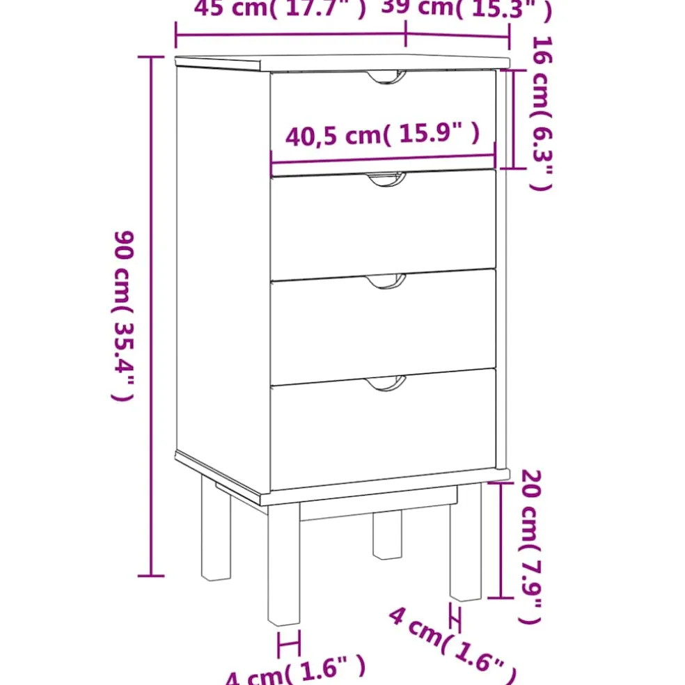 vidaXL Ladekast OTTA 45x39x90 cm massief grenenhout bruin en grijs