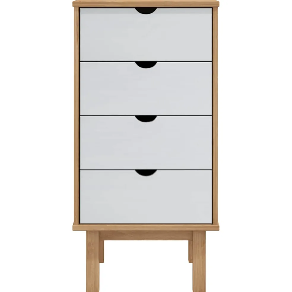 vidaXL Ladekast OTTA 45x39x90 cm massief grenenhout bruin en grijs