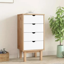 vidaXL Ladekast OTTA 45x39x90 cm massief grenenhout bruin en grijs