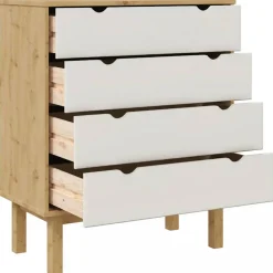 vidaXL Ladekast OTTA 76,5x39,5x90 cm massief grenenhout bruin en wit