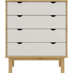 vidaXL Ladekast OTTA 76,5x39,5x90 cm massief grenenhout bruin en wit
