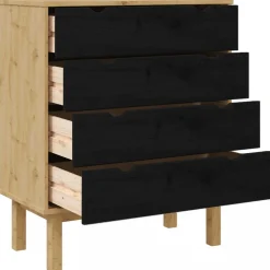 vidaXL Ladekast OTTA Zwart 76,5 x 39,5 x 90 cm Massief grenenhout