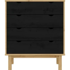 vidaXL Ladekast OTTA Zwart 76,5 x 39,5 x 90 cm Massief grenenhout