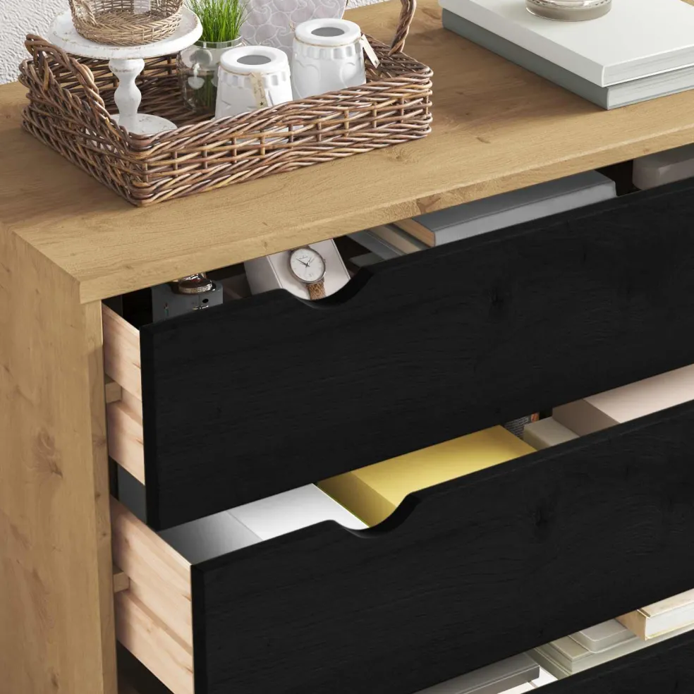 vidaXL Ladekast OTTA Zwart 76,5 x 39,5 x 90 cm Massief grenenhout