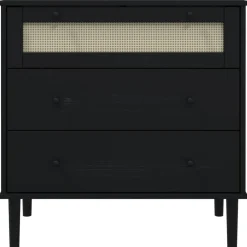 vidaXL Ladekast SENJA rattan-look 80x40x80 cm massief grenenhout zwart