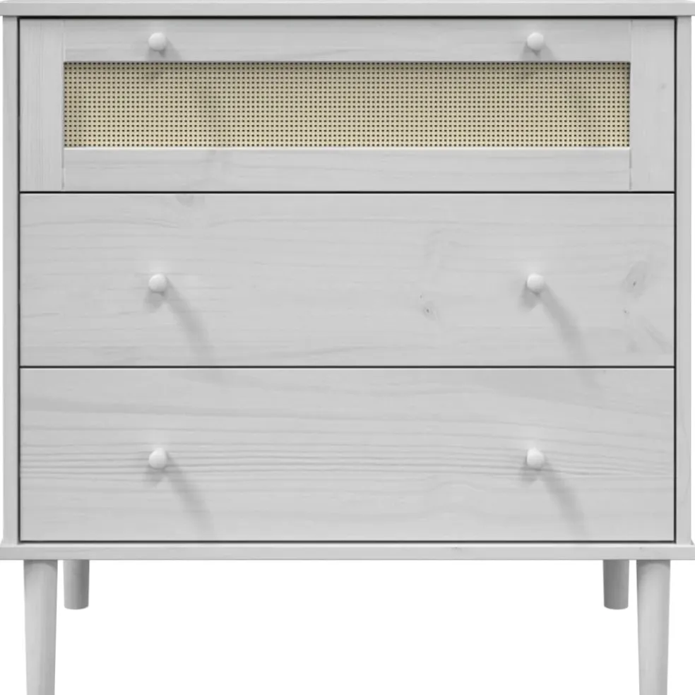 vidaXL Ladekast SENJA rattan-look 80x40x80 cm massief grenenhout wit