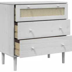 vidaXL Ladekast SENJA rattan-look 80x40x80 cm massief grenenhout wit