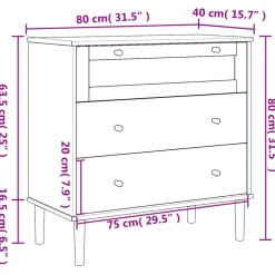 vidaXL Ladekast SENJA rattan-look 80x40x80 cm massief grenenhout wit