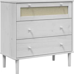vidaXL Ladekast SENJA rattan-look 80x40x80 cm massief grenenhout wit