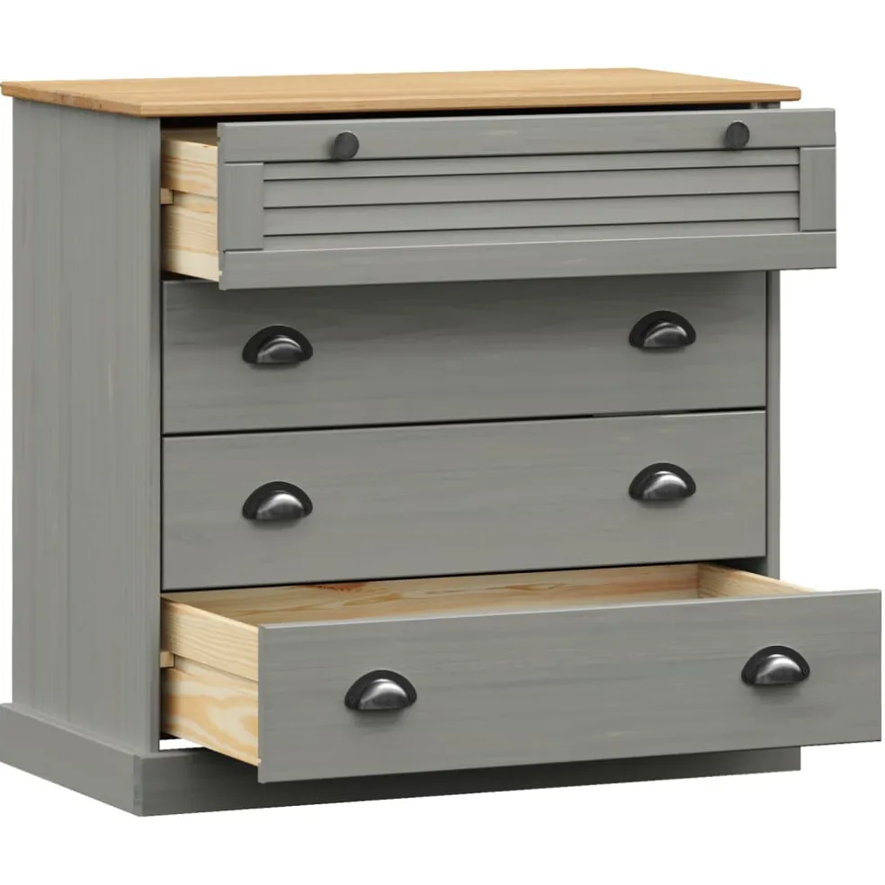 vidaXL Ladekast VIGO 80x40x76 cm massief grenenhout grijs
