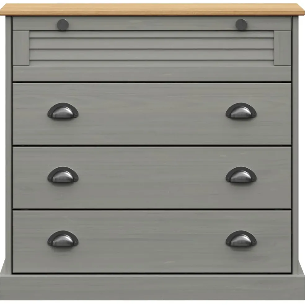 vidaXL Ladekast VIGO 80x40x76 cm massief grenenhout grijs