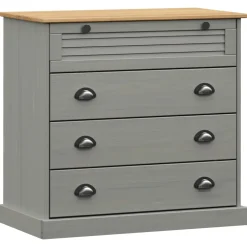 vidaXL Ladekast VIGO 80x40x76 cm massief grenenhout grijs