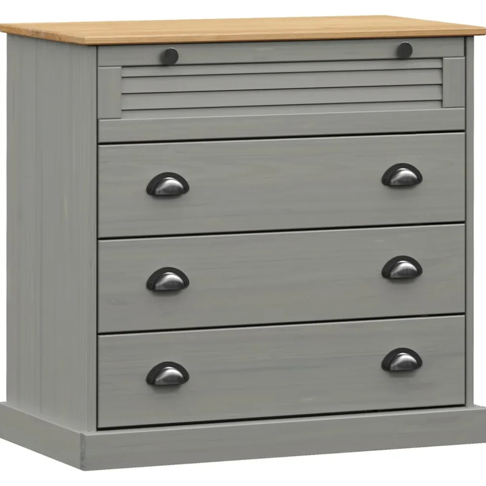 vidaXL Ladekast VIGO 80x40x76 cm massief grenenhout grijs