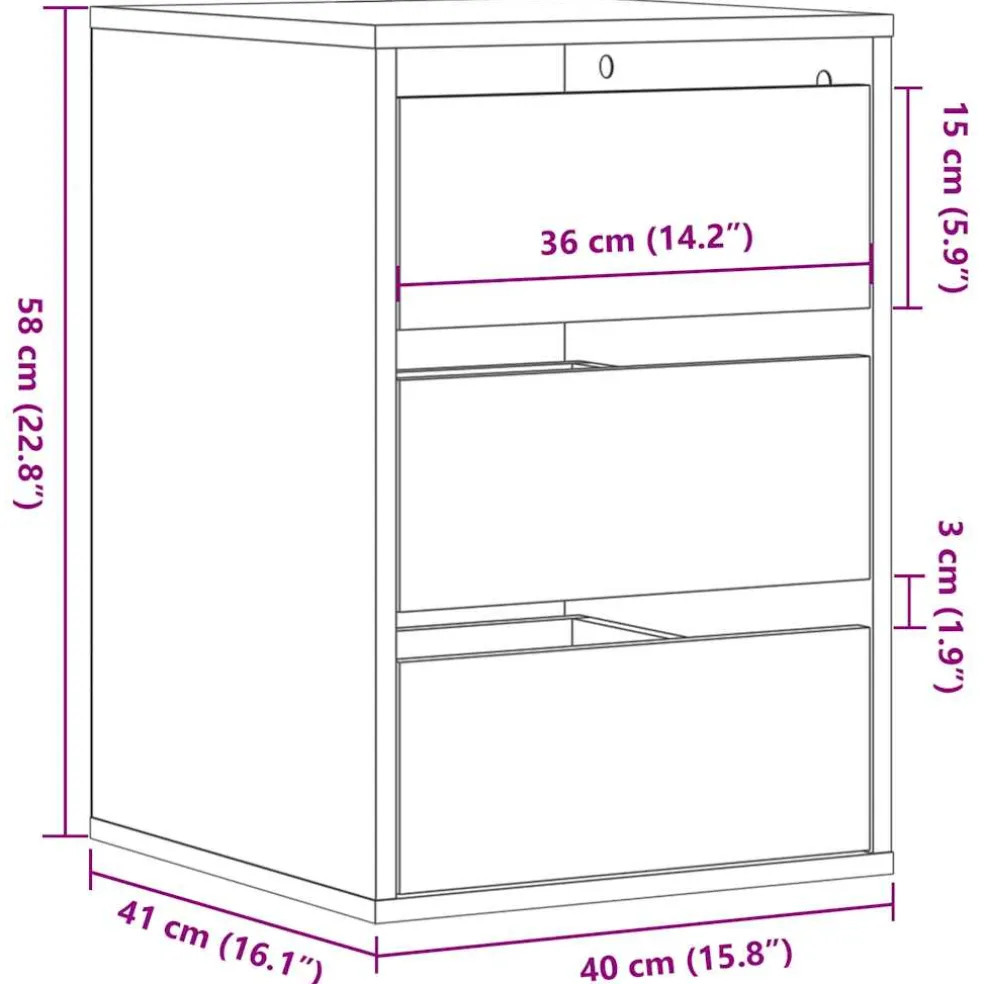 vidaXL Ladekast 40x41x58 cm bewerkt hout sonoma eikenkleurig