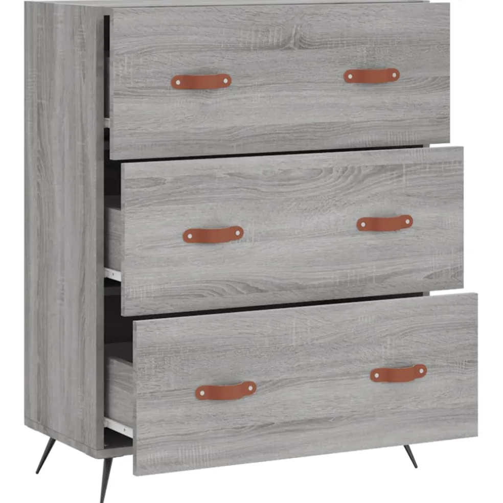vidaXL Ladekast 69,5x34x90 cm bewerkt hout grijs sonoma