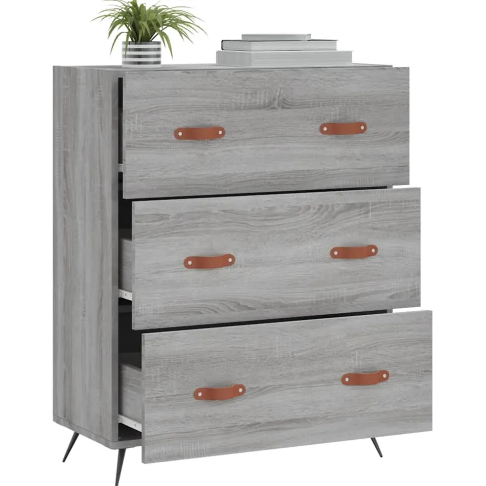 vidaXL Ladekast 69,5x34x90 cm bewerkt hout grijs sonoma