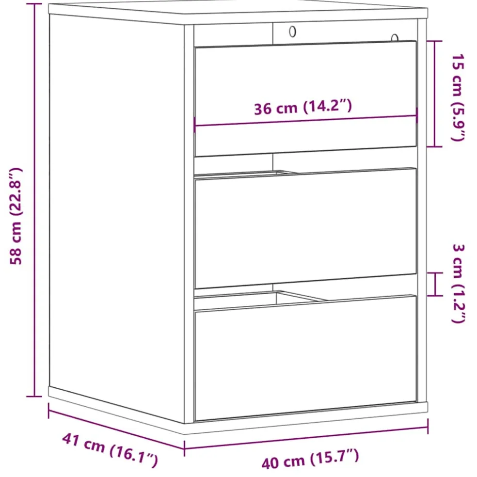 vidaXL Ladekast 40x41x58 cm bewerkt hout artisanaal eikenkleurig