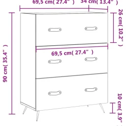 vidaXL Ladekast 69,5x34x90 cm bewerkt hout betongrijs
