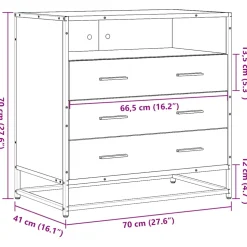 vidaXL Ladekast 70x41x70 cm bewerkt hout zwart