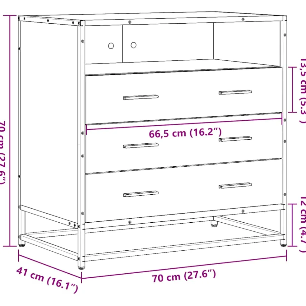 vidaXL Ladekast 70x41x70 cm bewerkt hout zwart