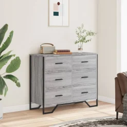 vidaXL Ladekast 91x35,5x74,5 cm bewerkt hout grijs sonoma eikenkleurig