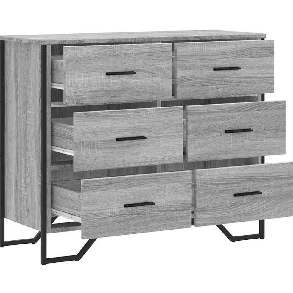vidaXL Ladekast 91x35,5x74,5 cm bewerkt hout grijs sonoma eikenkleurig