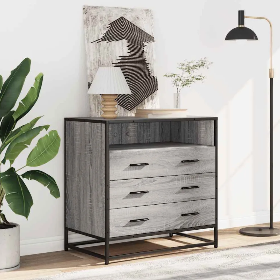 vidaXL Ladekast 70x41x70 cm bewerkt hout grijs sonoma eikenkleurig