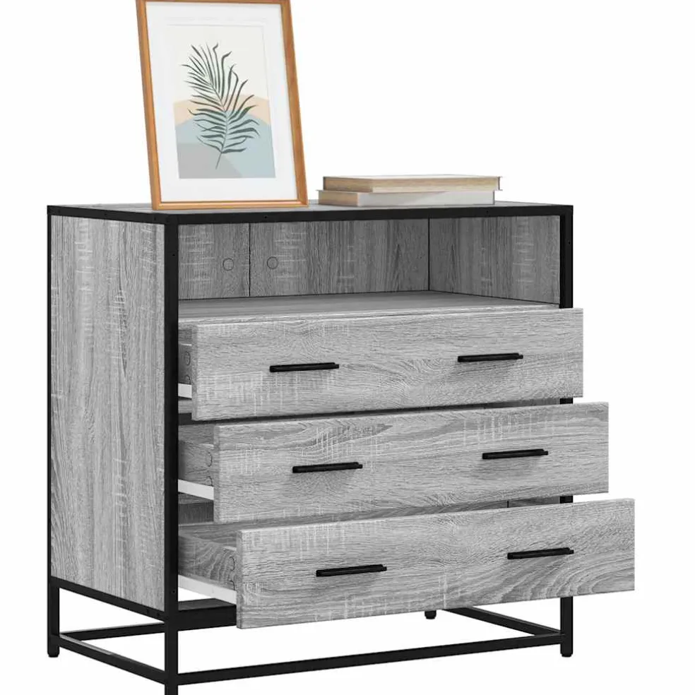 vidaXL Ladekast 70x41x70 cm bewerkt hout grijs sonoma eikenkleurig