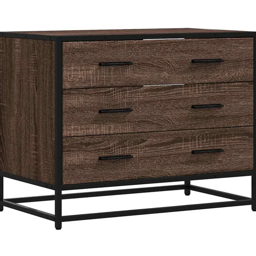 vidaXL Ladekast 70x41x56 cm bewerkt hout bruin eikenkleur