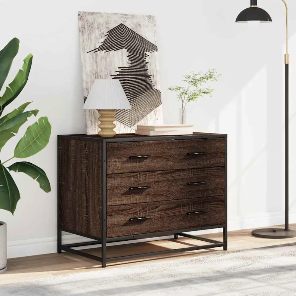 vidaXL Ladekast 70x41x56 cm bewerkt hout bruin eikenkleur